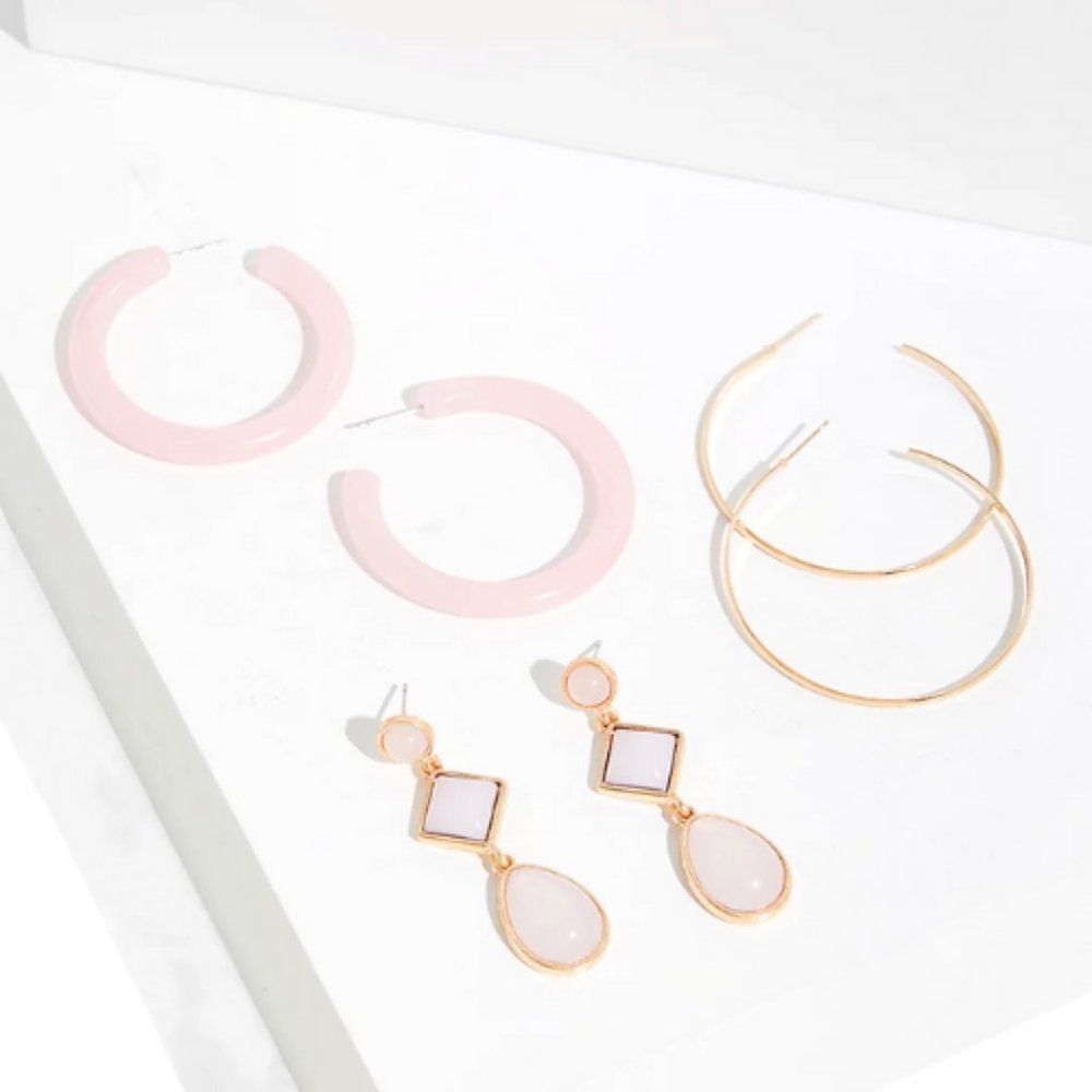 NWT Torrid Gold and Pink Hoop & Drop Earrings Set